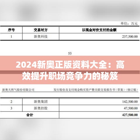 2024新奥正版资料大全：高效提升职场竞争力的秘笈