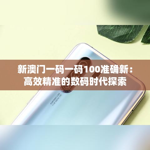 新澳门一码一码100准确新：高效精准的数码时代探索