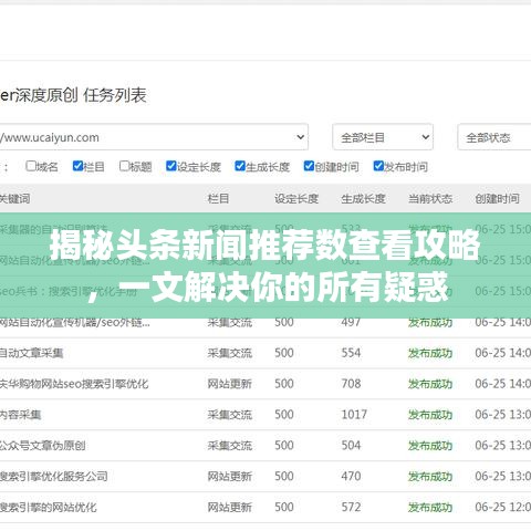 揭秘头条新闻推荐数查看攻略，一文解决你的所有疑惑