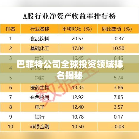 巴菲特公司全球投资领域排名揭秘