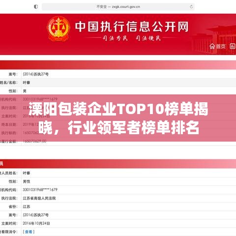 溧阳包装企业TOP10榜单揭晓，行业领军者榜单排名