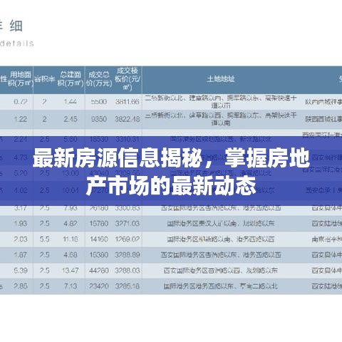 最新房源信息揭秘，掌握房地产市场的最新动态